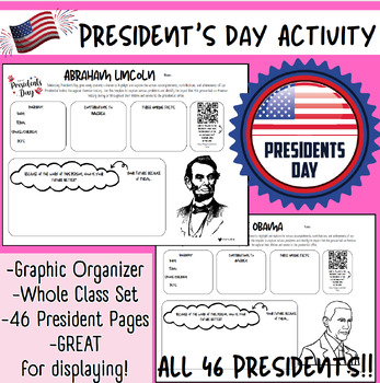 Preview of President's Day Student Activity | Class Set Activity | American Presidents