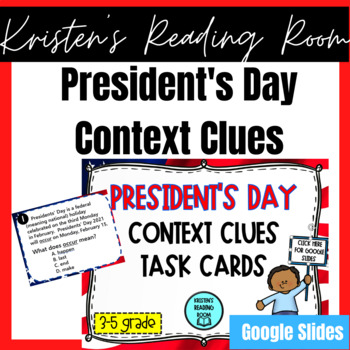 Preview of President's Day Task Cards -Vocabulary Context Clues *Upper Elementary *Digital