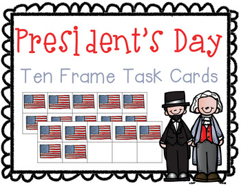 Preview of President's Day Addition Ten Frame Task Cards