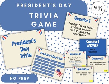Preview of President's Day Trivia Game Google Slides *NO PREP