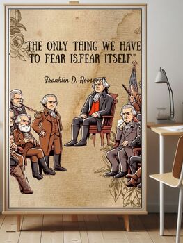 Preview of President’s Day Wall Art: Franklin D. Roosevelt Quote Poster;The only thing we..