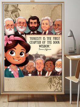 Preview of President’s Day Wall Art: Thomas Jefferson Quote Poster. Honesty is the first ..