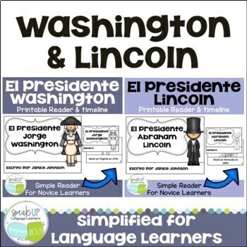Preview of President’s Day Washington & Lincoln Spanish Bundle - Print & Boom Cards w Audio