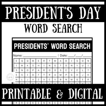 Preview of President's Day Word Search | Printable & Digital