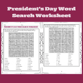President's Day Word Search Worksheet