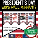 President's Day Word Wall Pennants, Presidency US History 