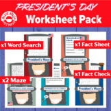 President's Day Worksheets / President's Day Fact Sheet / 