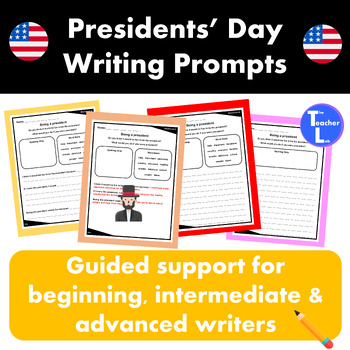 Preview of President's Day Writing Prompts with Word Bank 2nd 3rd 4th Grade