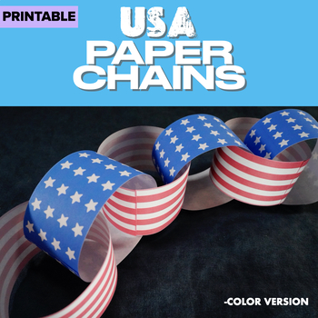 Preview of Memorial Day Paper Chain Links Craft, USA Flags