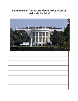 Preview of President writing worksheet in Spanish