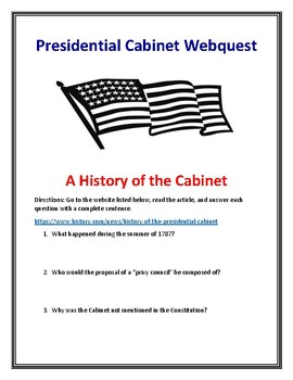 The Presidential Cabinet Worksheets Teaching Resources Tpt