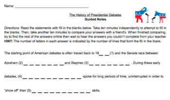 Preview of Presidential Debates Guided Notes