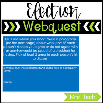 Preview of Presidential Election 2016 Webquest