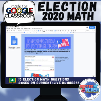Preview of Presidential Election 2020 Math *NO PREP* | Distance Learning | for Google Docs