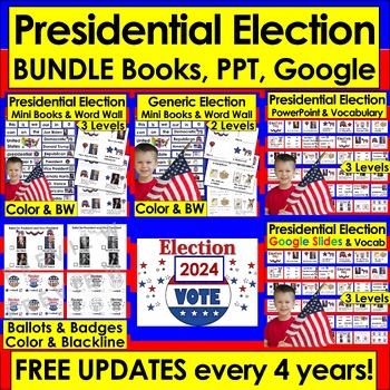 Preview of Presidential Election 2020 Bundle Mini Books, Vocabulary, Generic Version & PPT