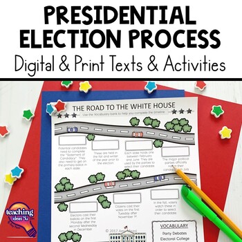 Preview of Presidential Election Process Texts & Activities: Electoral College, Primaries+