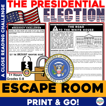 Preview of Presidential Election Reading Comprehension Passages | Electoral Escape Room