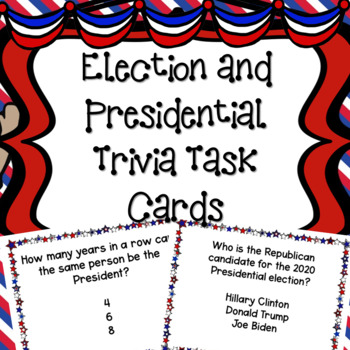 Preview of Election Day Task Card  - Trivia about the Presidents and the Election