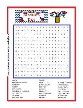 Preview of Presidential Elections 2020 Word Search Vote! Print or TPT ACTIVITY GoogleClass