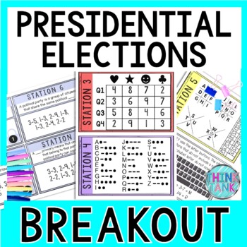 Preview of Presidential Elections Breakout Activity - Task Cards Puzzle Challenge