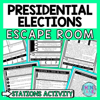 Preview of Presidential Elections Escape Room Stations - Reading Comprehension Activity