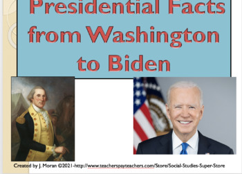 Preview of Presidential Facts Sheets - Washington to Biden