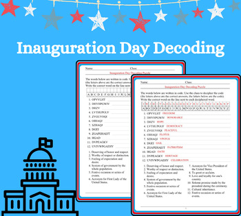 Preview of Presidents Day Decoding - Inauguration Day Vocabulary Decoding Puzzle