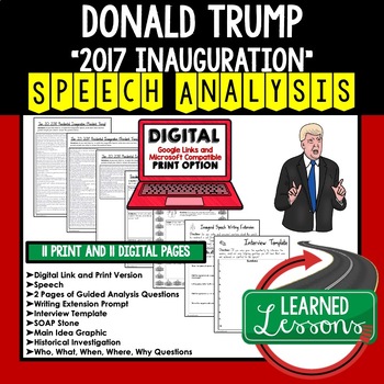 Preview of President Donald Trump Inaugural Address, Speech, Writing Activity, Google