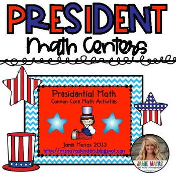 Preview of President Math Centers Stations for Kindergarten
