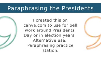 Preview of Presidential Paraphrasing