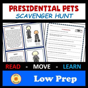 Preview of Presidents Day Activity or Anytime Presidential Pets Scavenger Hunt with Easel