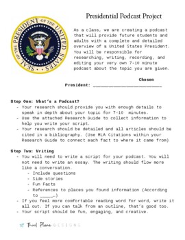 Preview of Presidential Podcast Project (editable)