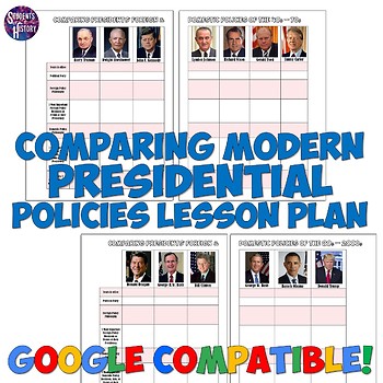 Preview of Comparing Presidential Policies Chart: Modern America Presidents Activity
