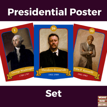 Preview of Presidential Poster Set w/alternating red & blue background - print and digital
