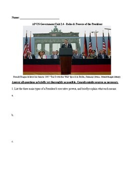Preview of AP® US Government Unit 2.4 - Roles & Powers of the President