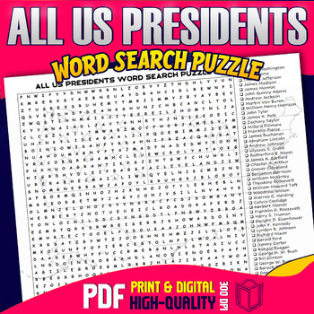 Preview of Presidential Pursuit: All US Presidents Word Search Puzzle