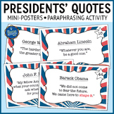 Presidential Quotes Paraphrasing Activity Task Cards