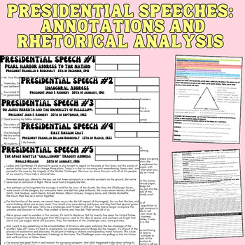 Preview of Presidential Speeches Rhetorical Annotations & Analysis Bundle!