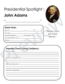 Preview of Presidential Spotlight: John Adams