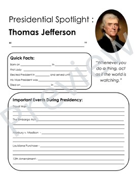 Preview of Presidential Spotlight: Thomas Jefferson