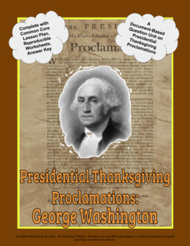 Preview of Presidential Thanksgiving Proclamation Washington DBQ Unit (PDF for handouts)