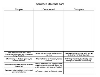 Preview of Presidential Theme Sentence Sort
