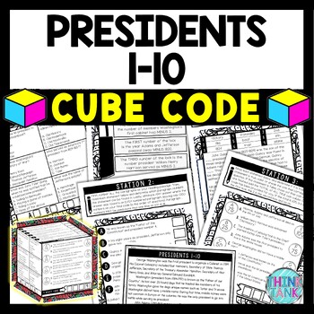 Preview of Presidents 1-10 Cube Stations - Reading Comprehension Activity - Presidents Day