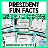 Presidents 1-10 Fun Facts Escape Room Stations - Reading C