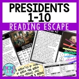 Presidents 1-10 Reading Comprehension and Puzzle Escape Ro