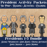 Presidents 1-5 No-Prep Activity Packets Bundle