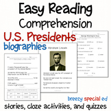 Presidents Biographies - Easy Reading Comprehension for Sp