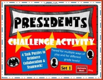 Preview of Presidents Challenge Activity: 4 Task Card Puzzles (Set 1)