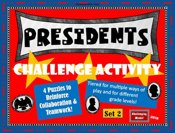 Preview of Presidents Challenge Activity: 4 Task Card Puzzles (Set 2)