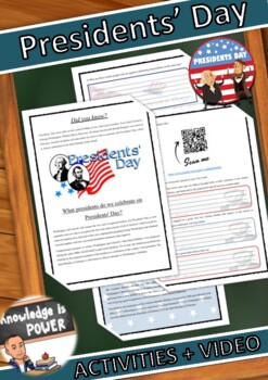 Preview of Abraham Lincoln + George Washington Activities + Videos